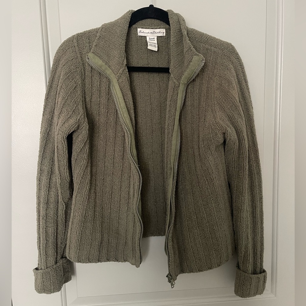 Green Zip-Up Sweater